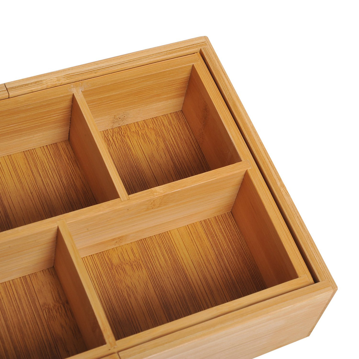Storage Box, Drawer Organizer, Extendable Organizer, Bamboo, Natural, 24.6 X 17.6 X 7 Cm