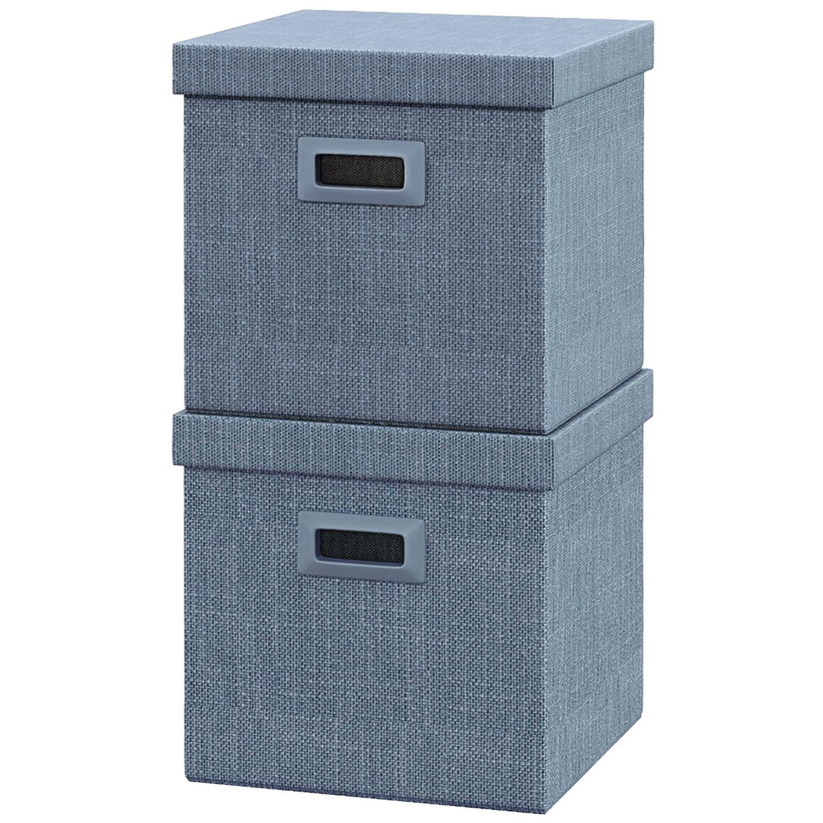 Storage Box Set of 2 Stackable Storage Cubes, Foldable Storage Box for Living Room, Bedroom, 30 x 30 x 29 cm, Blue
