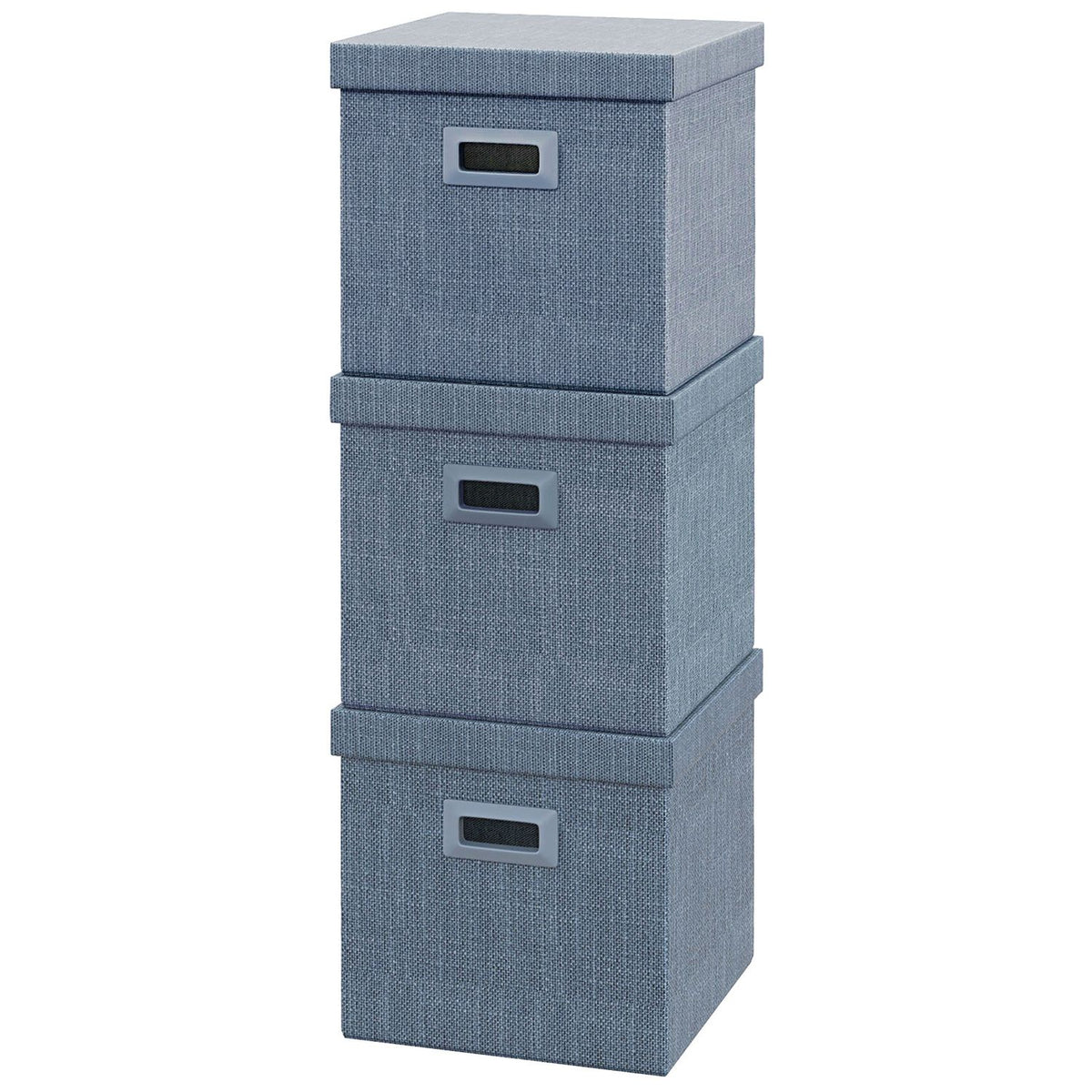Storage Box Set of 3 Stackable Storage Cubes, Foldable Storage Box for Living Room, Bedroom, 30 x 30 x 29 cm, Blue