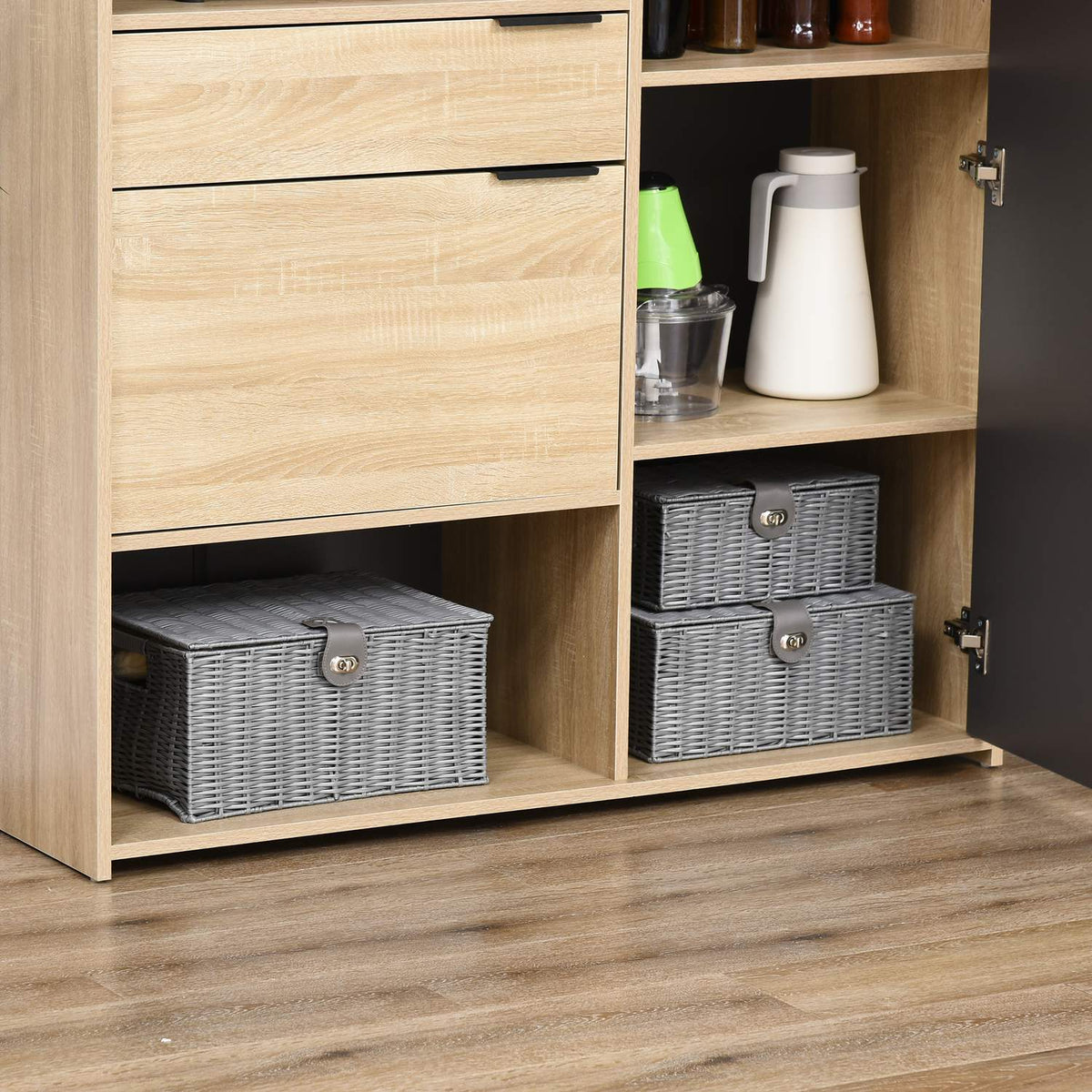 Storage Boxes Set Of 3 With Lids & Buckles, 18L/12L/7L, For Living Room, Gray