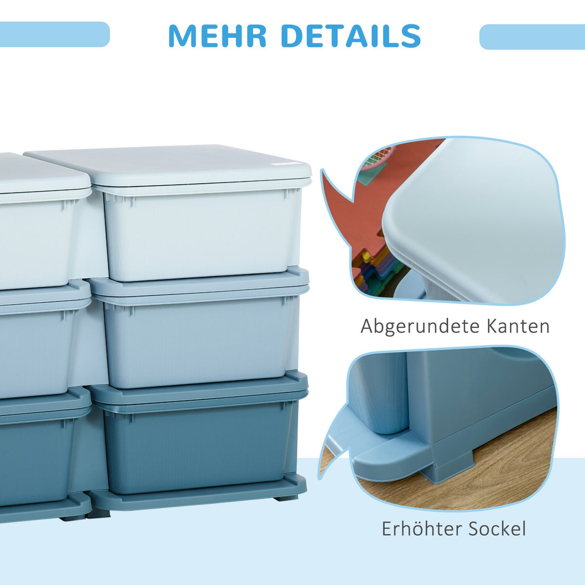 Storage Boxes With Lid Drawer Cabinet For Children Toy Box Toy Organizer Children'S Furniture For 3-6 Years Children Blue