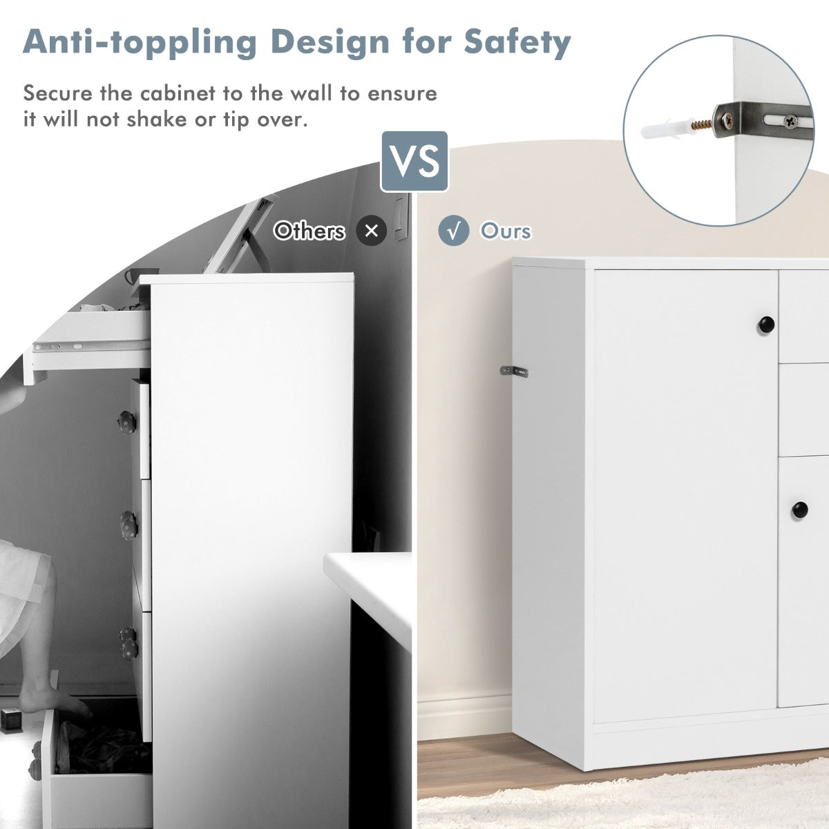 Storage Cabinet, 2-Door 2-Drawer, Adjustable Shelves