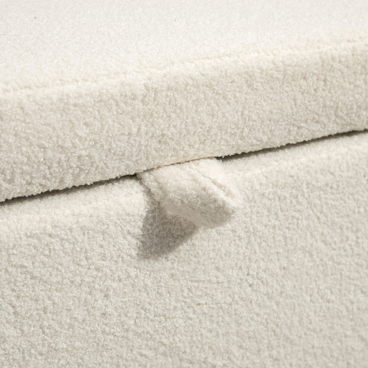 Storage Ottoman, Cream Fleece, Steel Legs