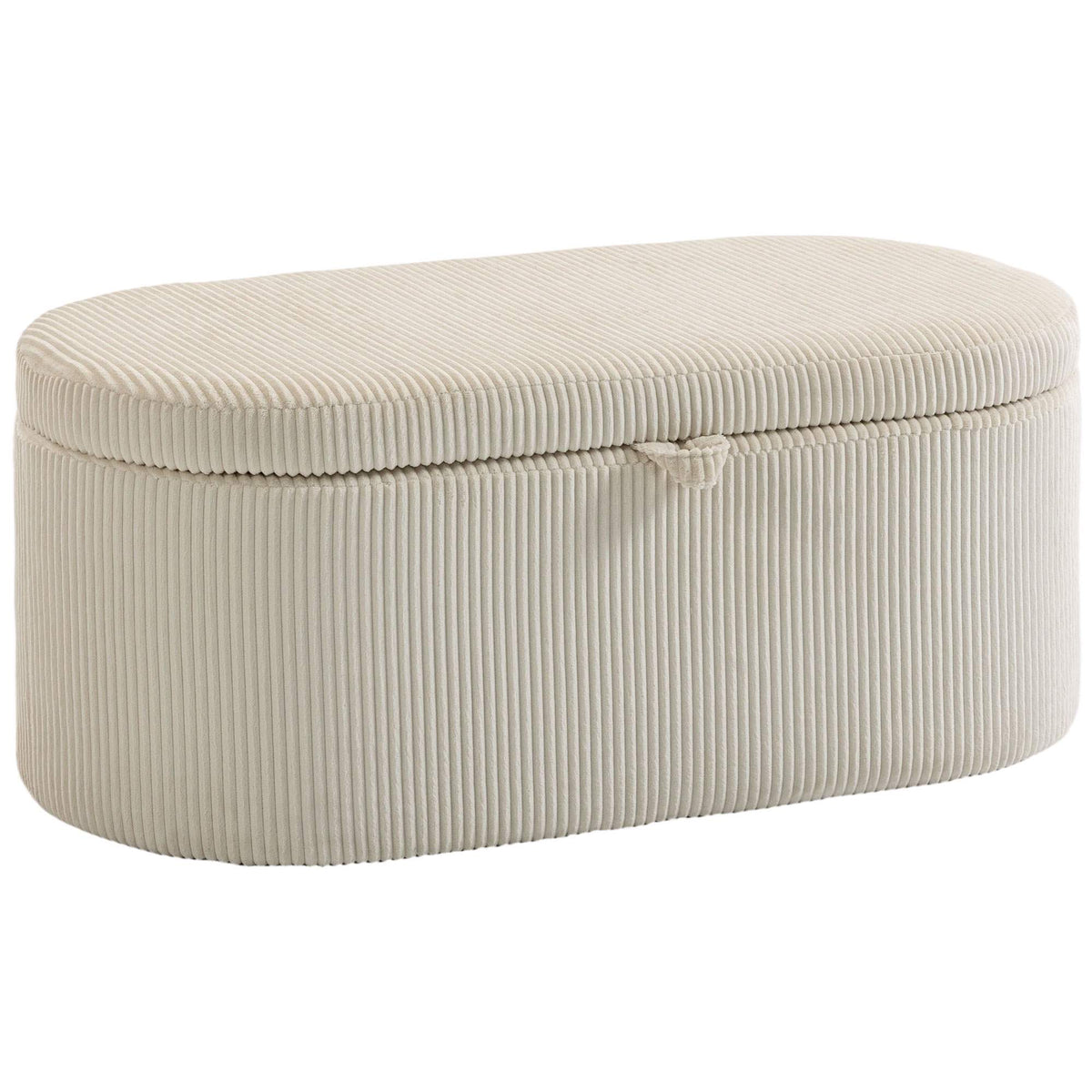 Storage Ottoman with Cord Upholstery, 105 x 51 x 49 cm, Beige