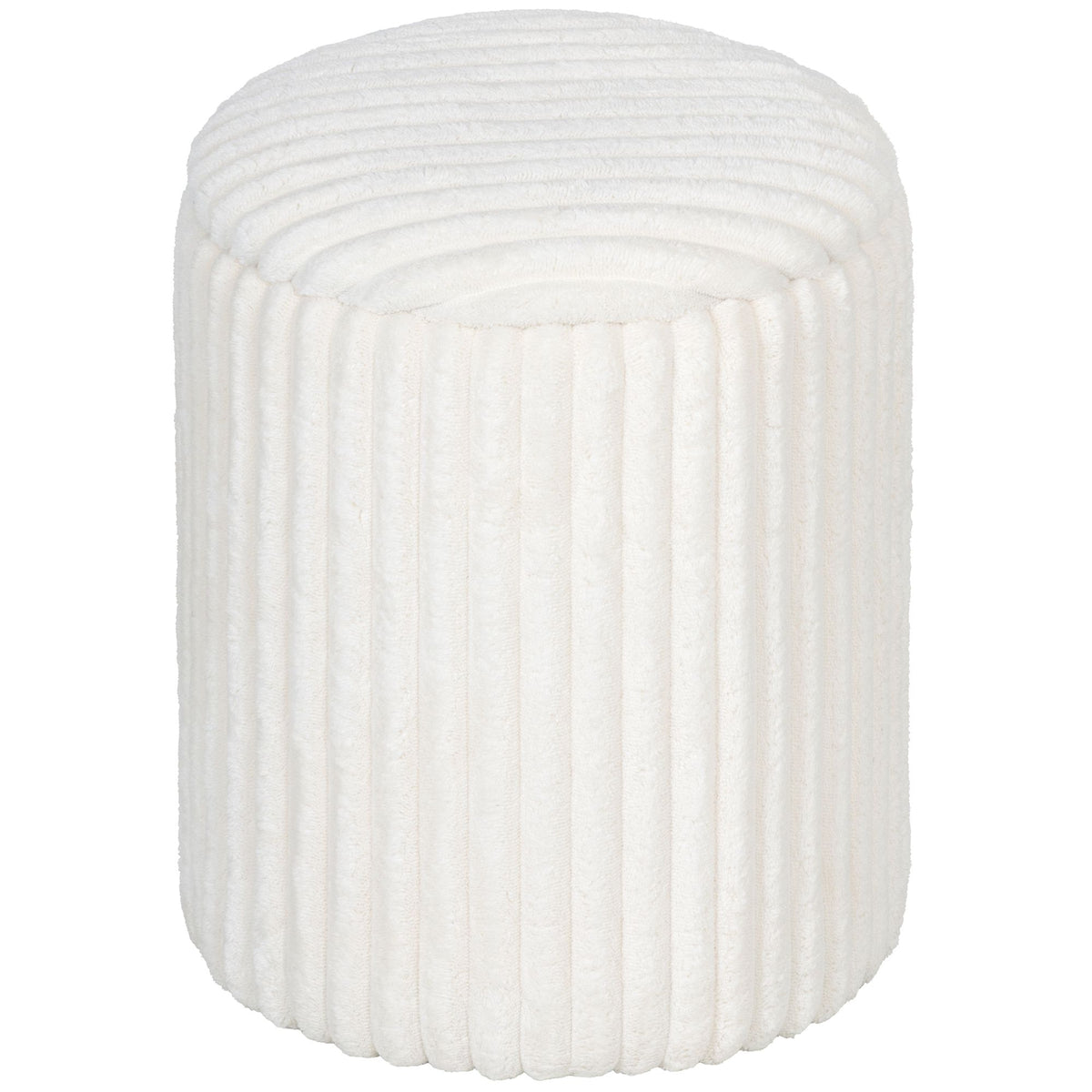 Storage Ottoman with Reversible Lid, White Corduroy, 35x35x45 cm