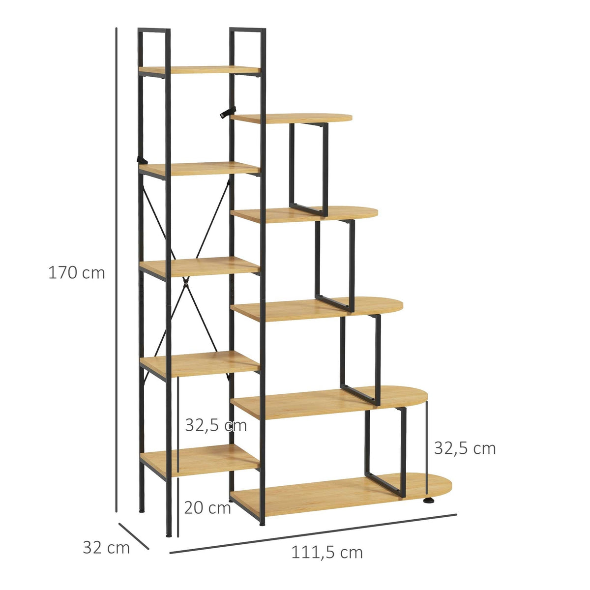 Storage Shelf Bookcase With 5 Tiers In Industrial Design, Standing Shelf With Anti-Tilt Protection, For Bedroom/Living Room/Kitchen