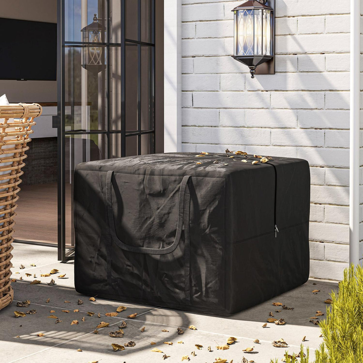 Storage bag 600D Oxford, 384L carrying bag can hold up to 60kg, UV30+ waterproof storage bag, for camping and traveling, 80 x 80 x 60 cm, black