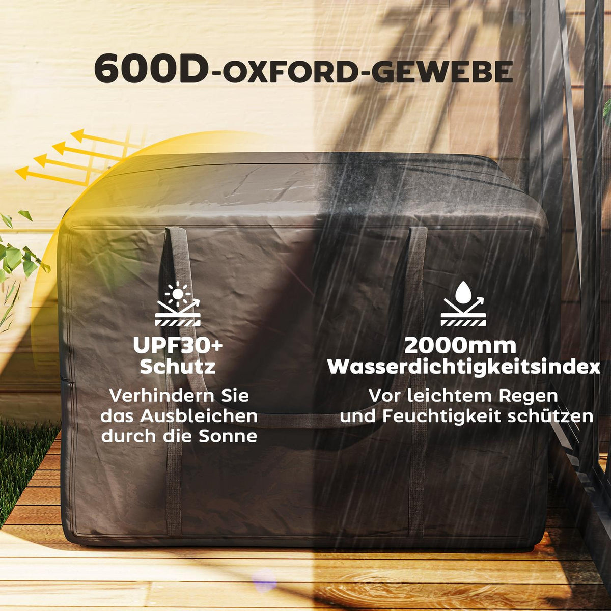 Storage bag 600D Oxford, 384L carrying bag can hold up to 60kg, UV30+ waterproof storage bag, for camping and traveling, 80 x 80 x 60 cm, black