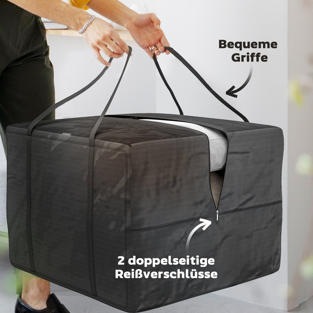 Storage bag 600D Oxford, 384L carrying bag can hold up to 60kg, UV30+ waterproof storage bag, for camping and traveling, 80 x 80 x 60 cm, black