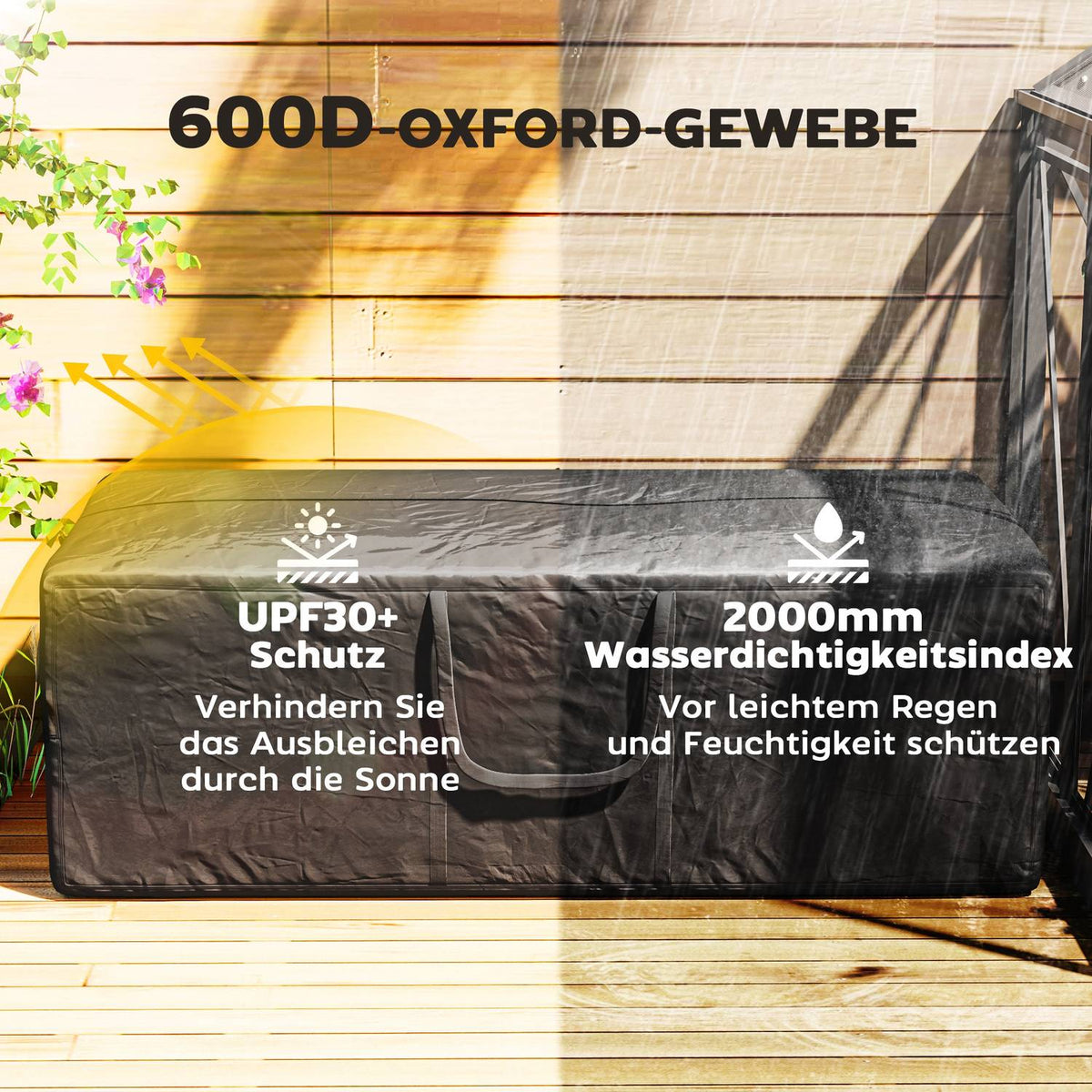 Storage bag 600D Oxford, 840L carrying bag load-bearing up to 100kg, UV30+ waterproof storage bag, for camping and traveling, 175 x 80 x 60 cm, black