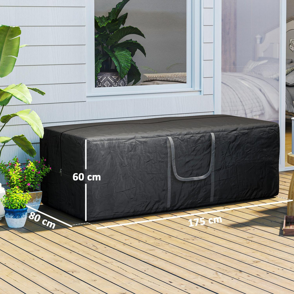 Storage bag 600D Oxford, 840L carrying bag load-bearing up to 100kg, UV30+ waterproof storage bag, for camping and traveling, 175 x 80 x 60 cm, black
