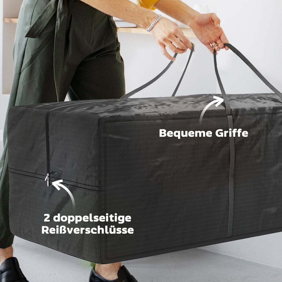 Storage bag 600D Oxford, 840L carrying bag load-bearing up to 100kg, UV30+ waterproof storage bag, for camping and traveling, 175 x 80 x 60 cm, black