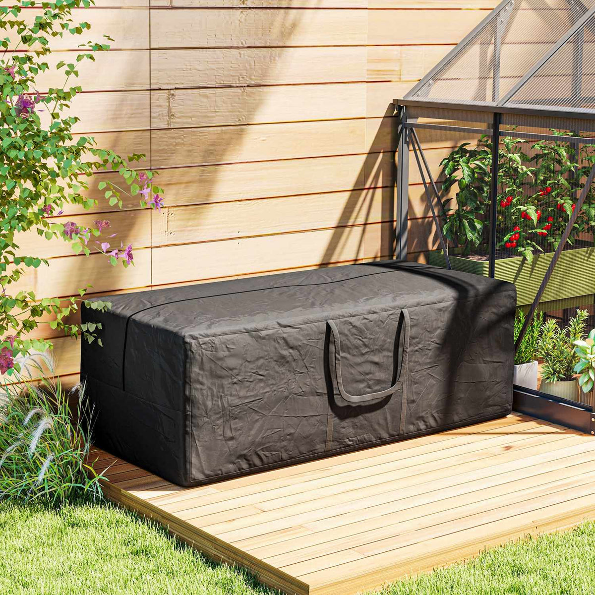 Storage bag 600D Oxford, 840L carrying bag load-bearing up to 100kg, UV30+ waterproof storage bag, for camping and traveling, 175 x 80 x 60 cm, black