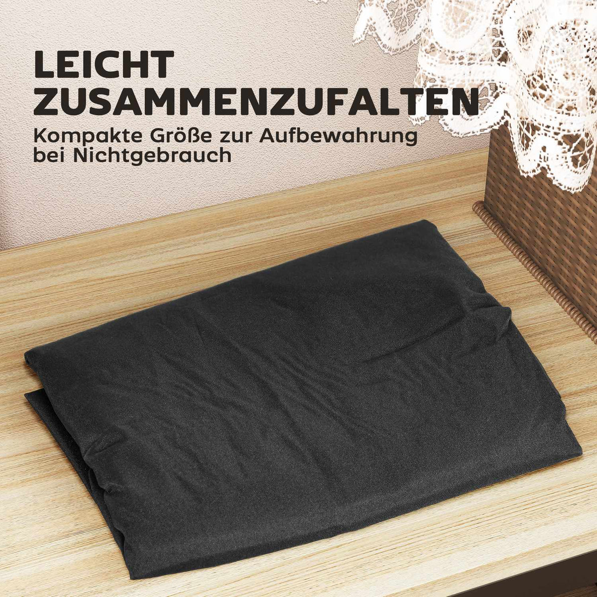 Storage bag garden cushion, cushion bag, protective cover with carrying handle, zip, waterproof, UV-resistant 600D Oxford, for cushion cushions, Christmas trees, 200 x 60 x 75 cm, black
