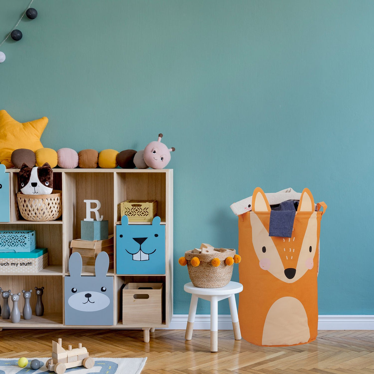 Storage basket for children with fox motif