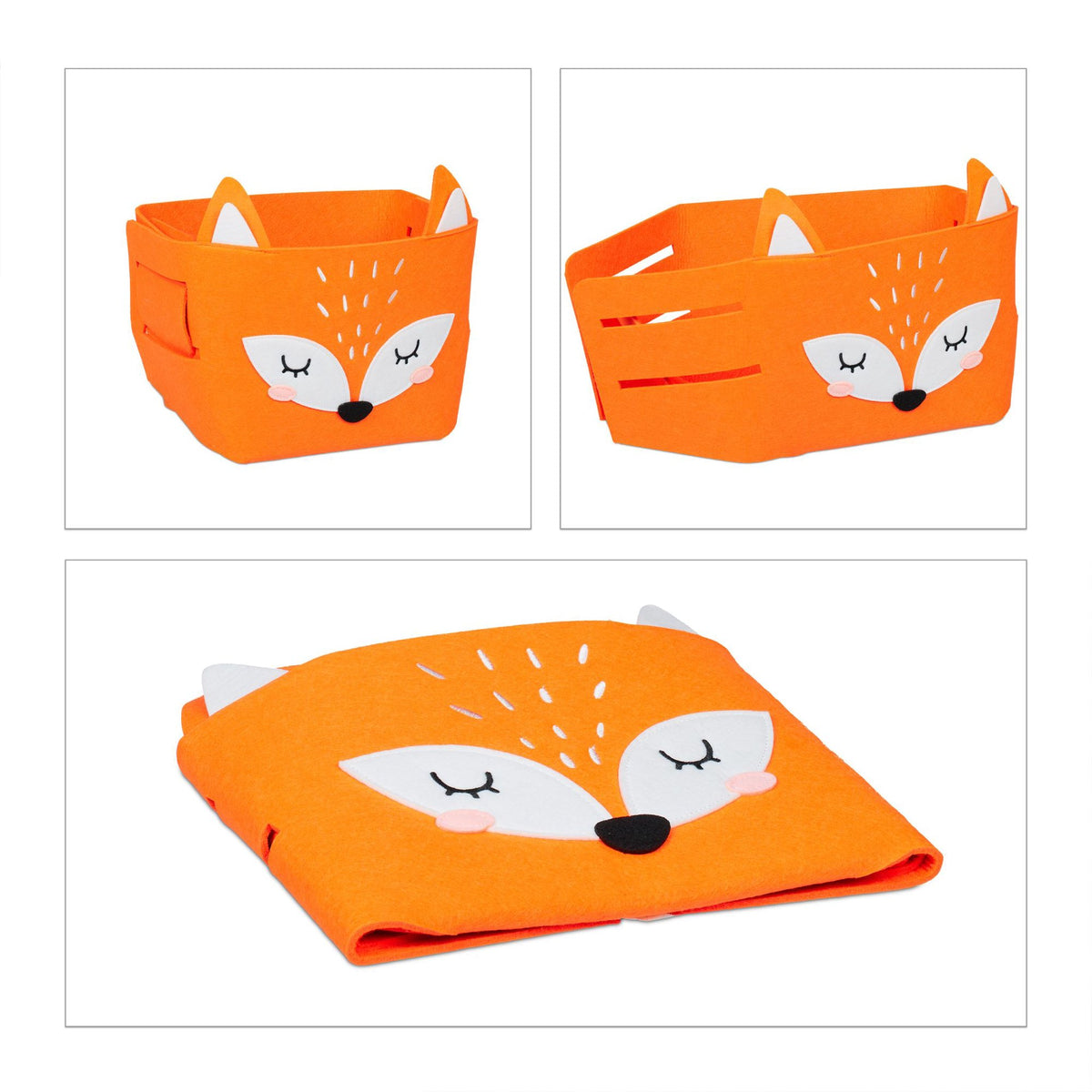 Storage basket in felt with animal motifs