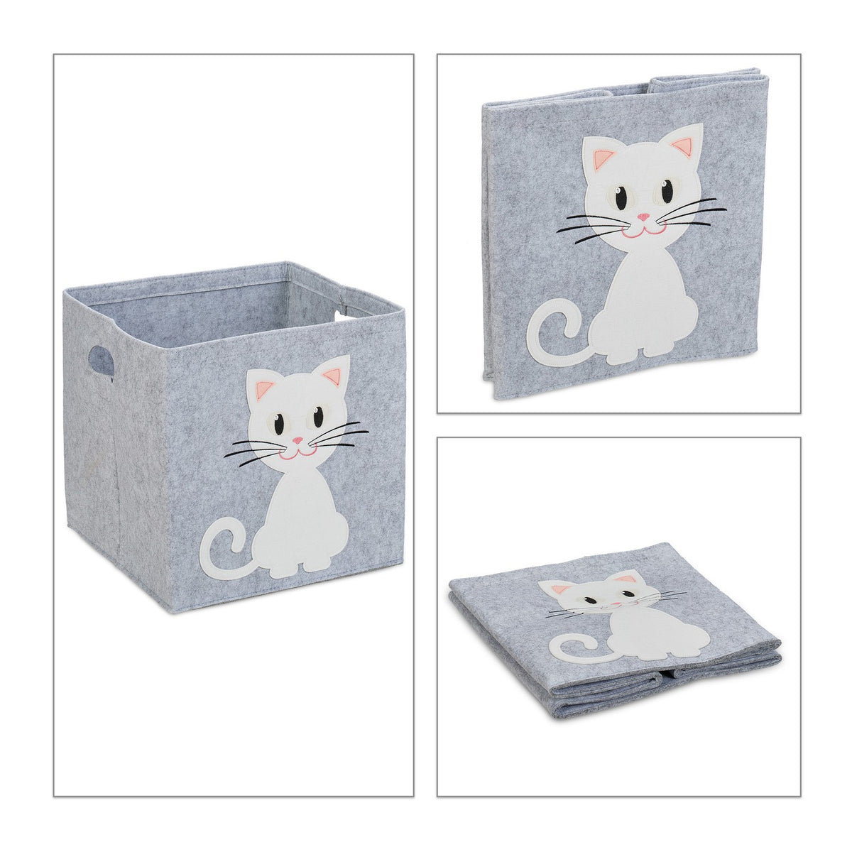 Storage basket in felt with animal motifs