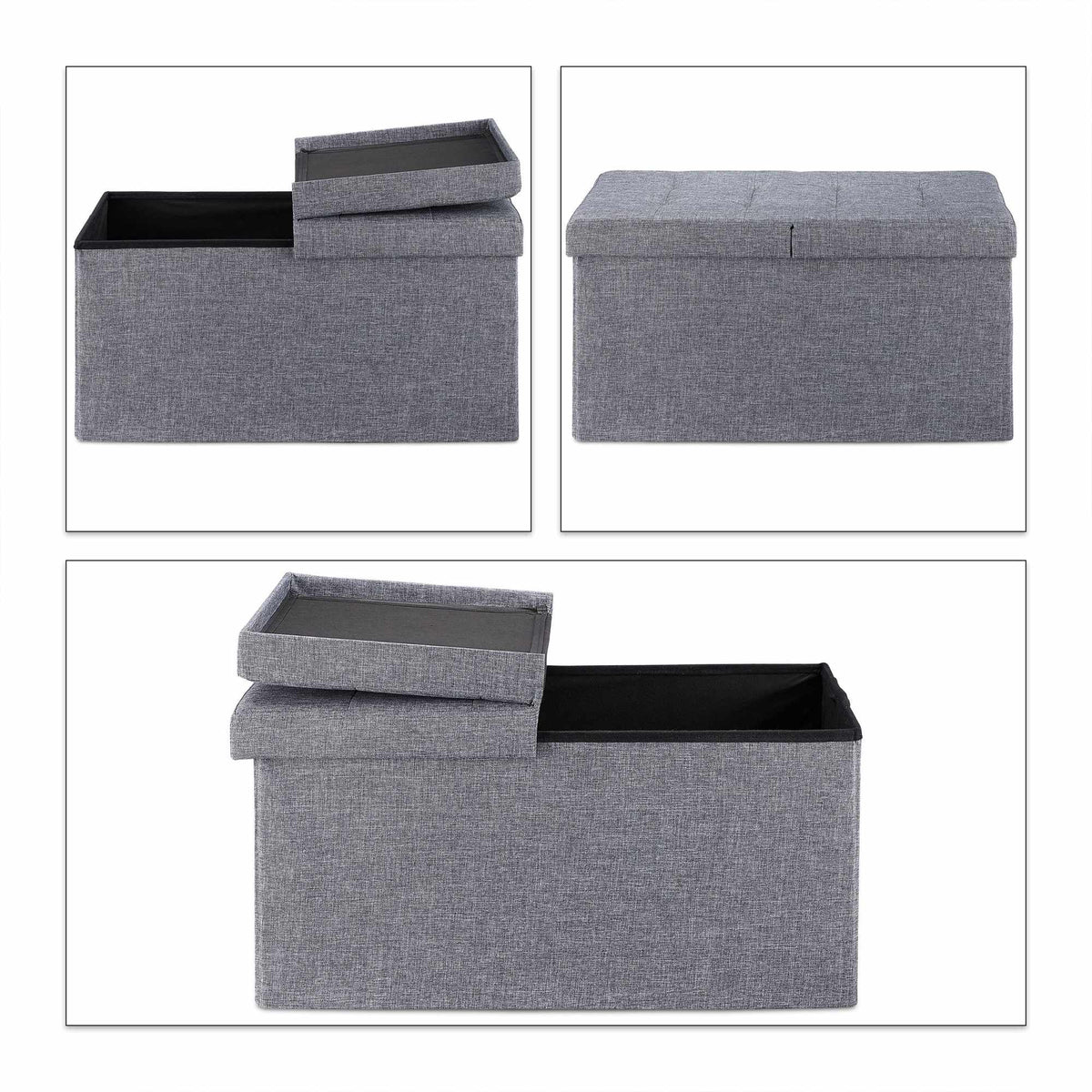 Storage bench with hinged lid