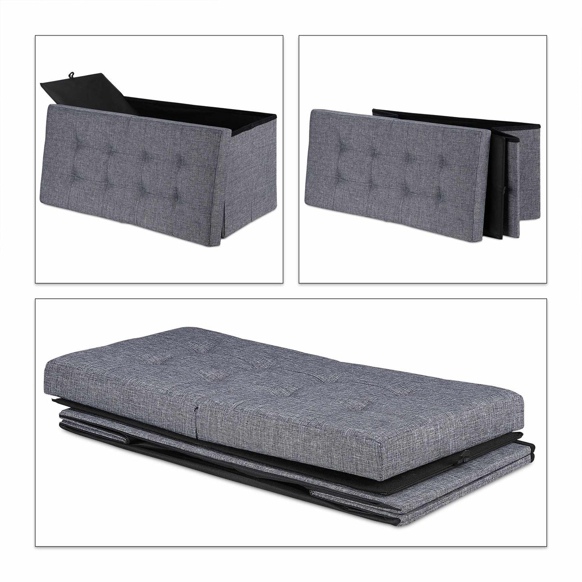 Storage bench with hinged lid
