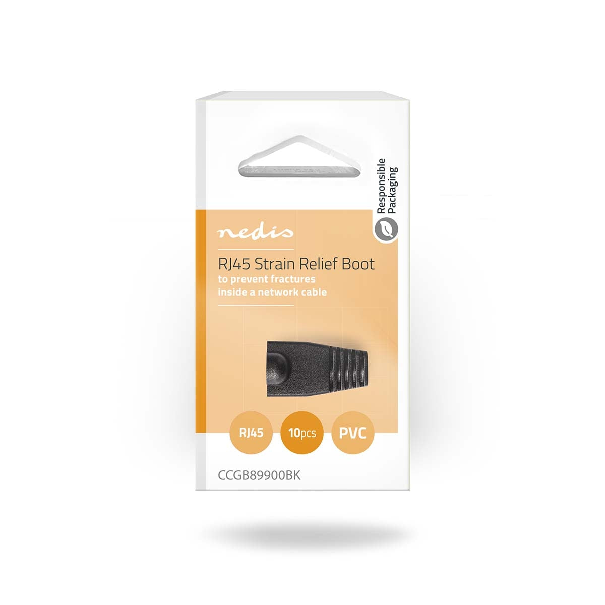 Strain Relief Boot | RJ45 | PVC | Black | Box | 10 pcs