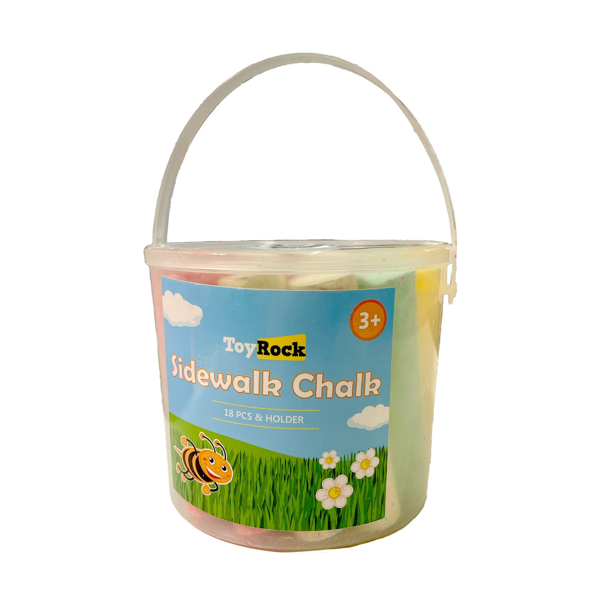 Street Chalk Set with Holder, 18 Pieces for Kids