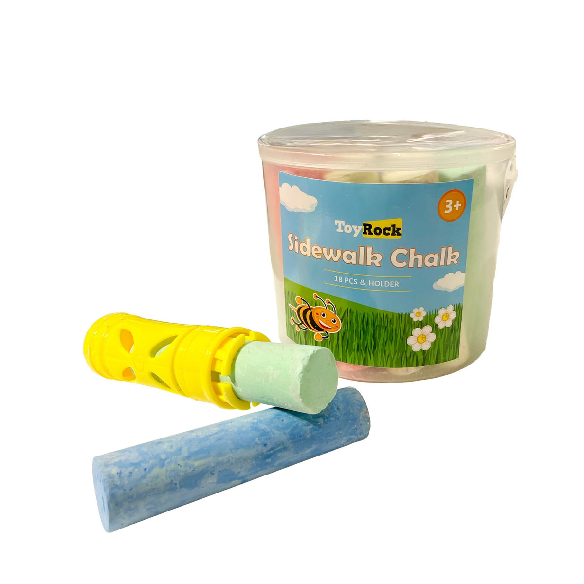 Street Chalk Set with Holder, 18 Pieces for Kids