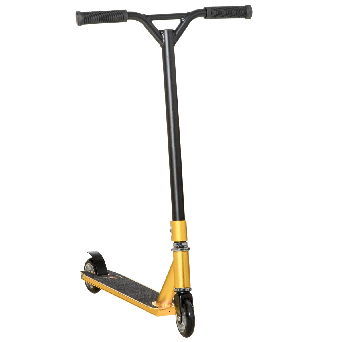 Stunt Scooter Kick Scooter For Tricks, With Rubber Grips & Rear Wheel Brake, 360° Steering, Gold, 65X48.5X83Cm, From 14 Years