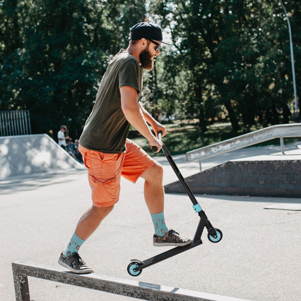 Stunt scooter, fun scooter, stunt scooter with ABEC 9 ball bearings, kick scooter with 100 mm imitation leather wheels, kick scooter, city scooter, trick scooter for children aged 14 and over