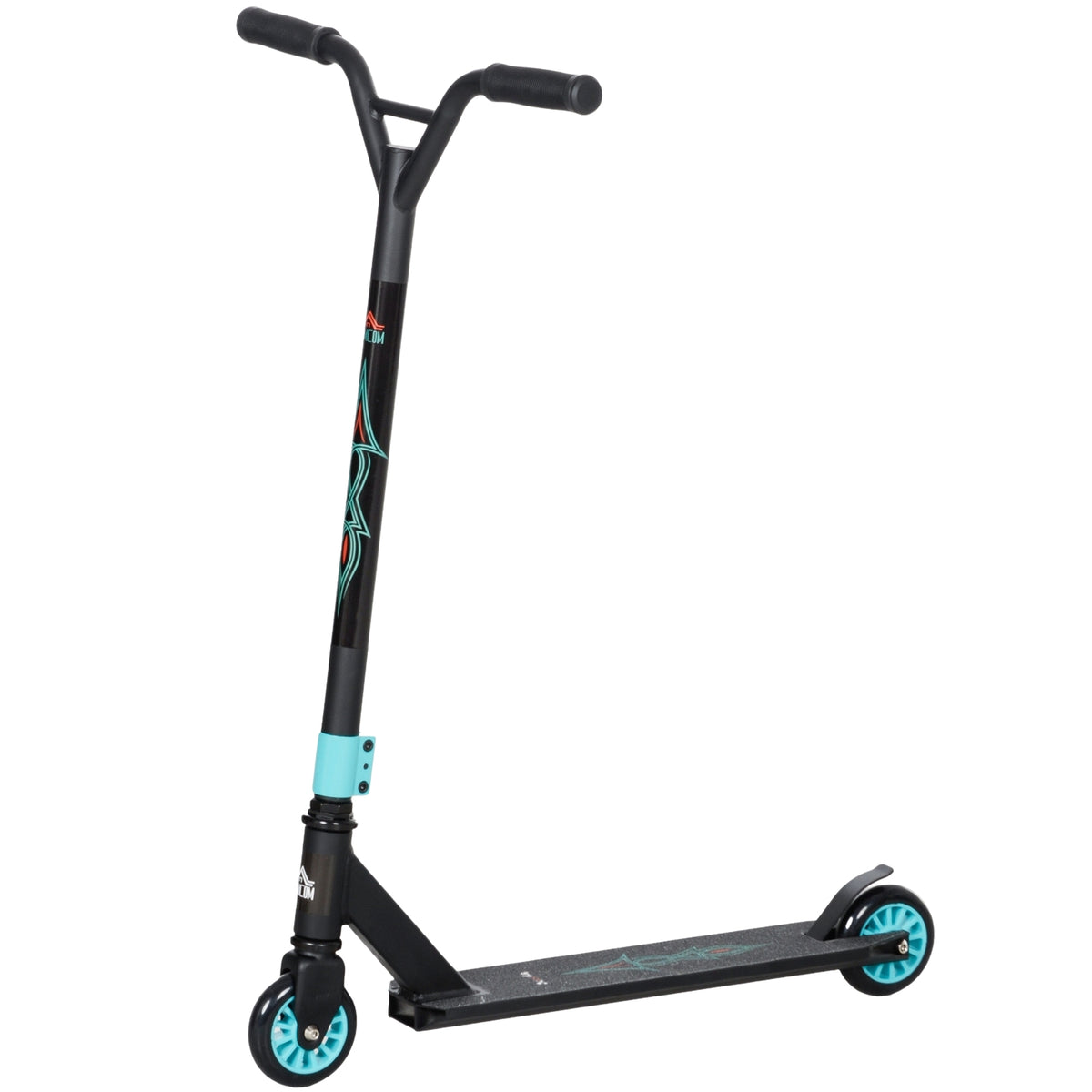 Stunt scooter, fun scooter, stunt scooter with ABEC 9 ball bearings, kick scooter with 100 mm imitation leather wheels, kick scooter, city scooter, trick scooter for children aged 14 and over