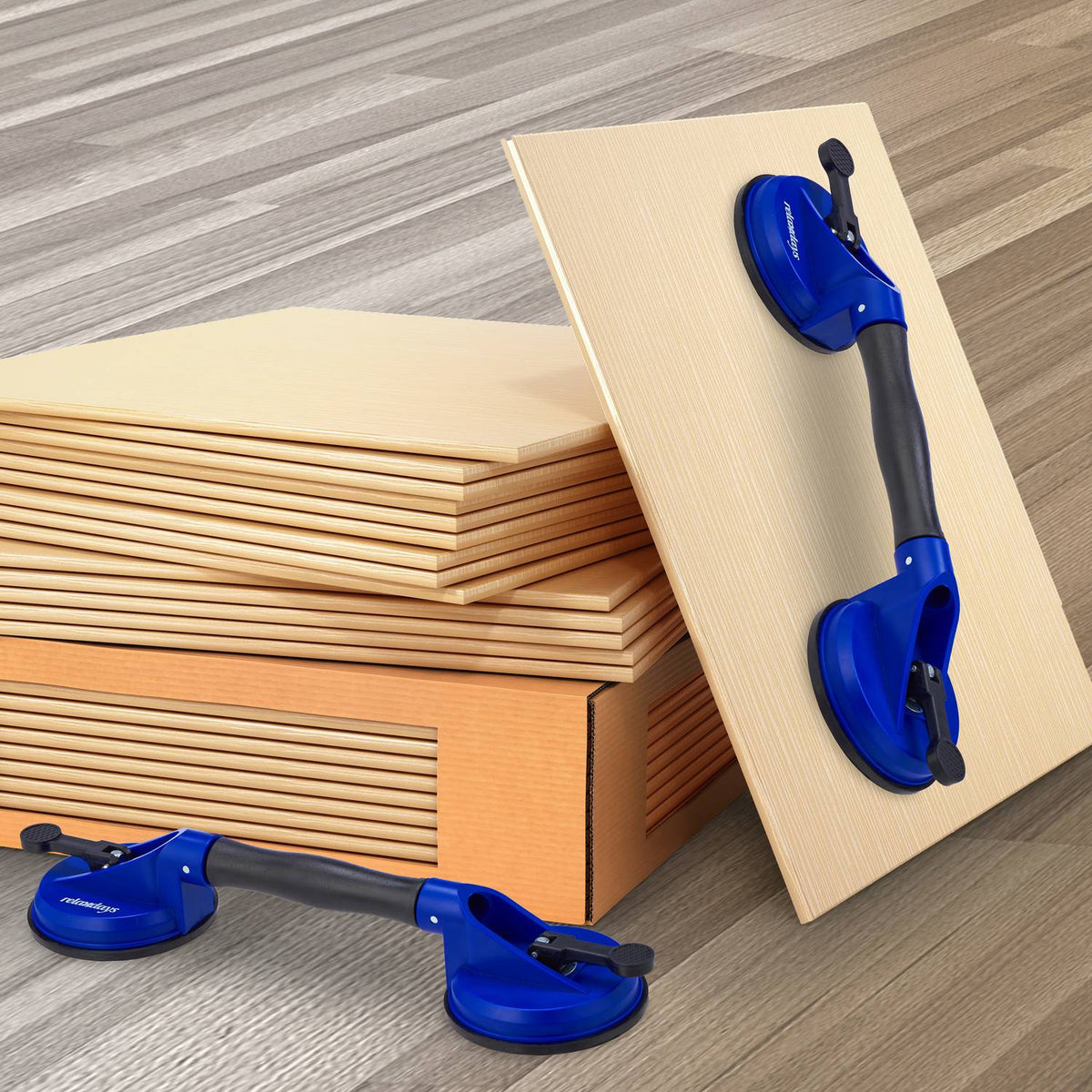 Suction lifter set of 2 with flexible heads
