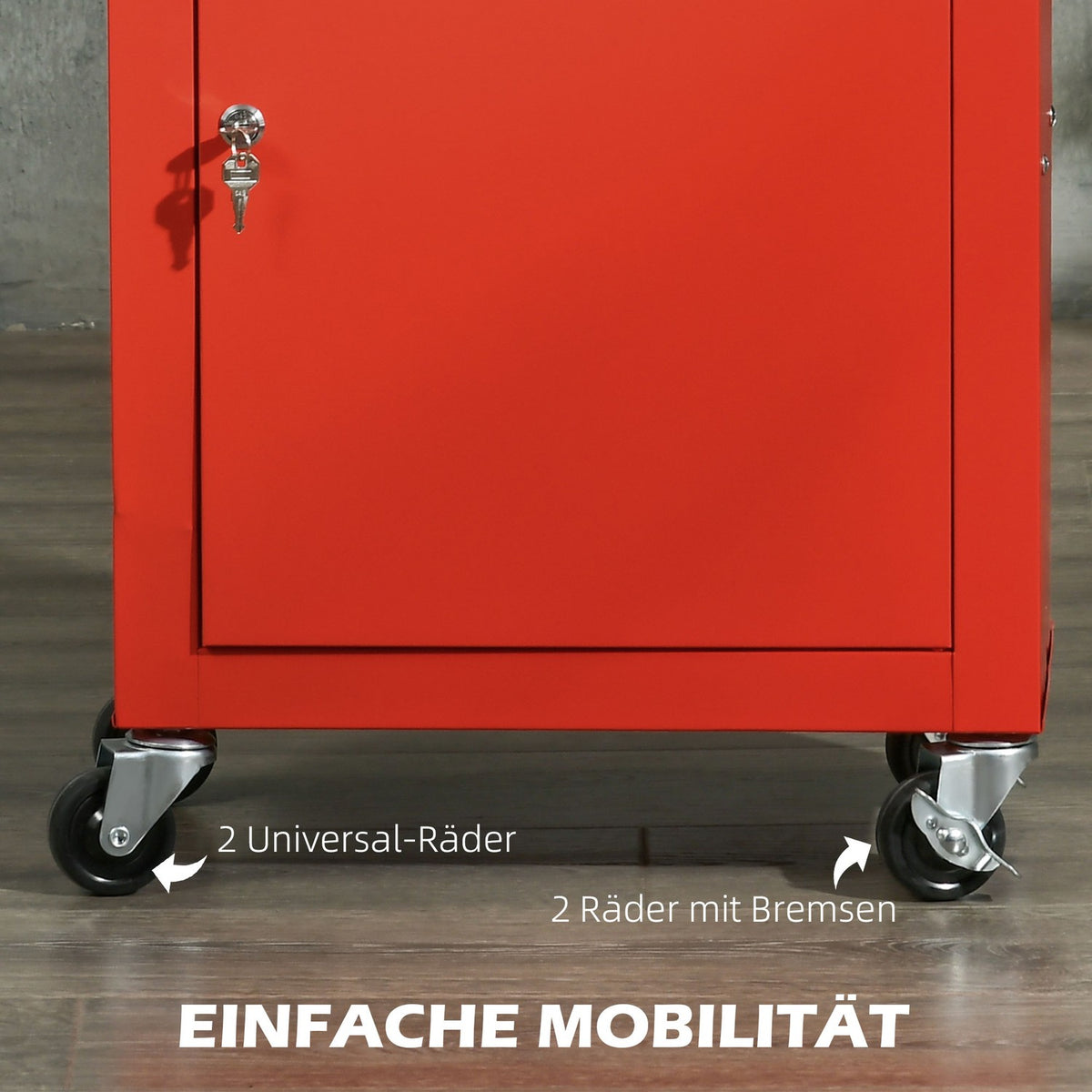 Suitcase, Lockable With Handle, Steel, Red