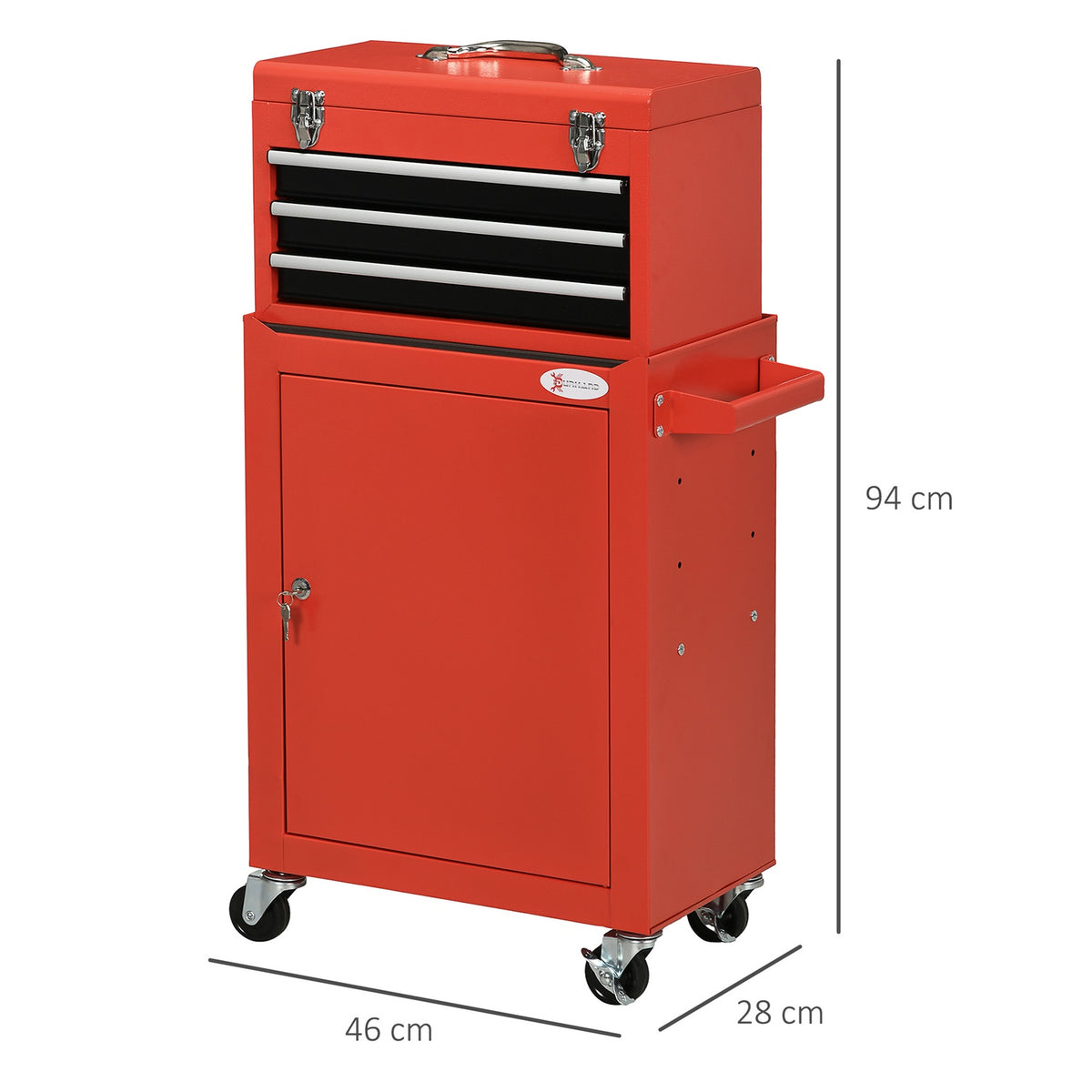 Suitcase, Lockable With Handle, Steel, Red