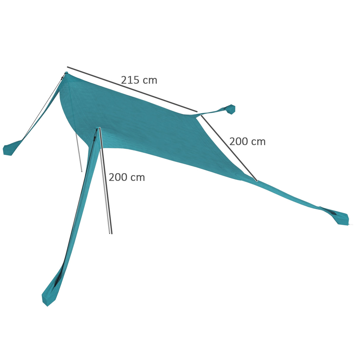 Sun Canopy Waterproof Awning 2.15X2X2M With Uv Protection, Steel Poles & Carry Bag, For Fishing, Picnics, Sky Blue