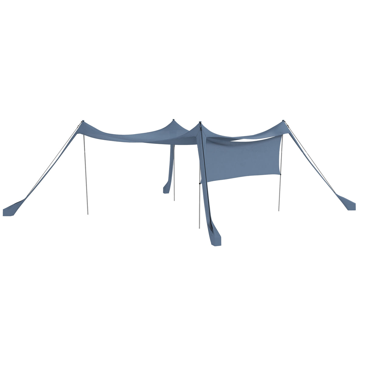Sun Canopy Waterproof Awning With Steel Poles, Shovel & Carry Bag For Camping, Travel, Picnics, Blue