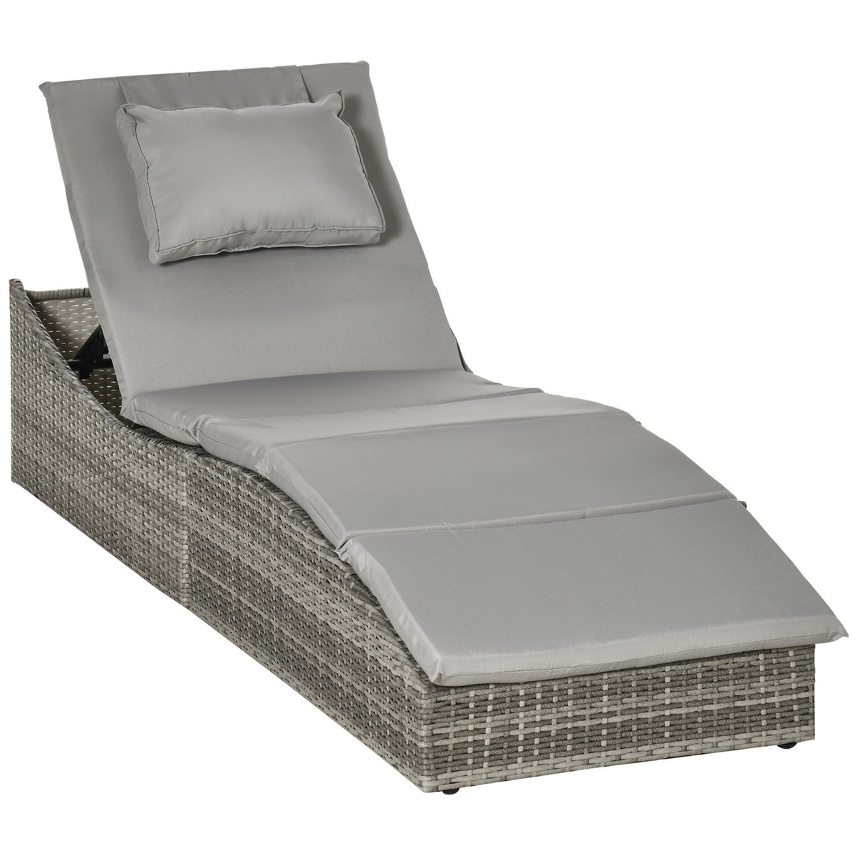 Sun Lounger 2-In-1 Polyrattan Garden Lounger Rattan Lounger Garden Furniture Lounger With Cushion Cover 5 Levels Adjustable Foldable 200 X 60 X 40 Cm