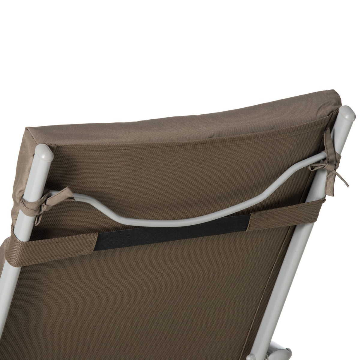 Sun Lounger Beach Lounger Garden Lounger Foldable Adjustable With Cushion Garden Metal Fabric Brown + Silver 137 X 63.5 X 100.5 Cm