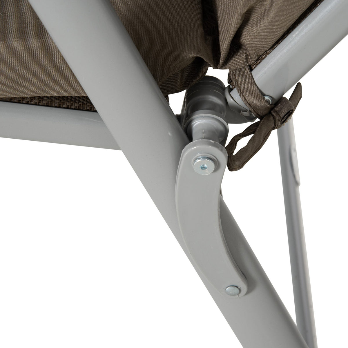 Sun Lounger Beach Lounger Garden Lounger Foldable Adjustable With Cushion Garden Metal Fabric Brown + Silver 137 X 63.5 X 100.5 Cm