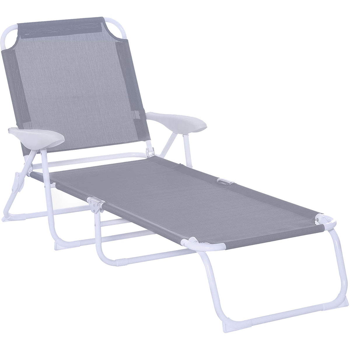 Sun Lounger Deck Chair Garden Lounger Folding Beach Lounger 4 Tier Mesh Gray 160 X 66 X 80 Cm