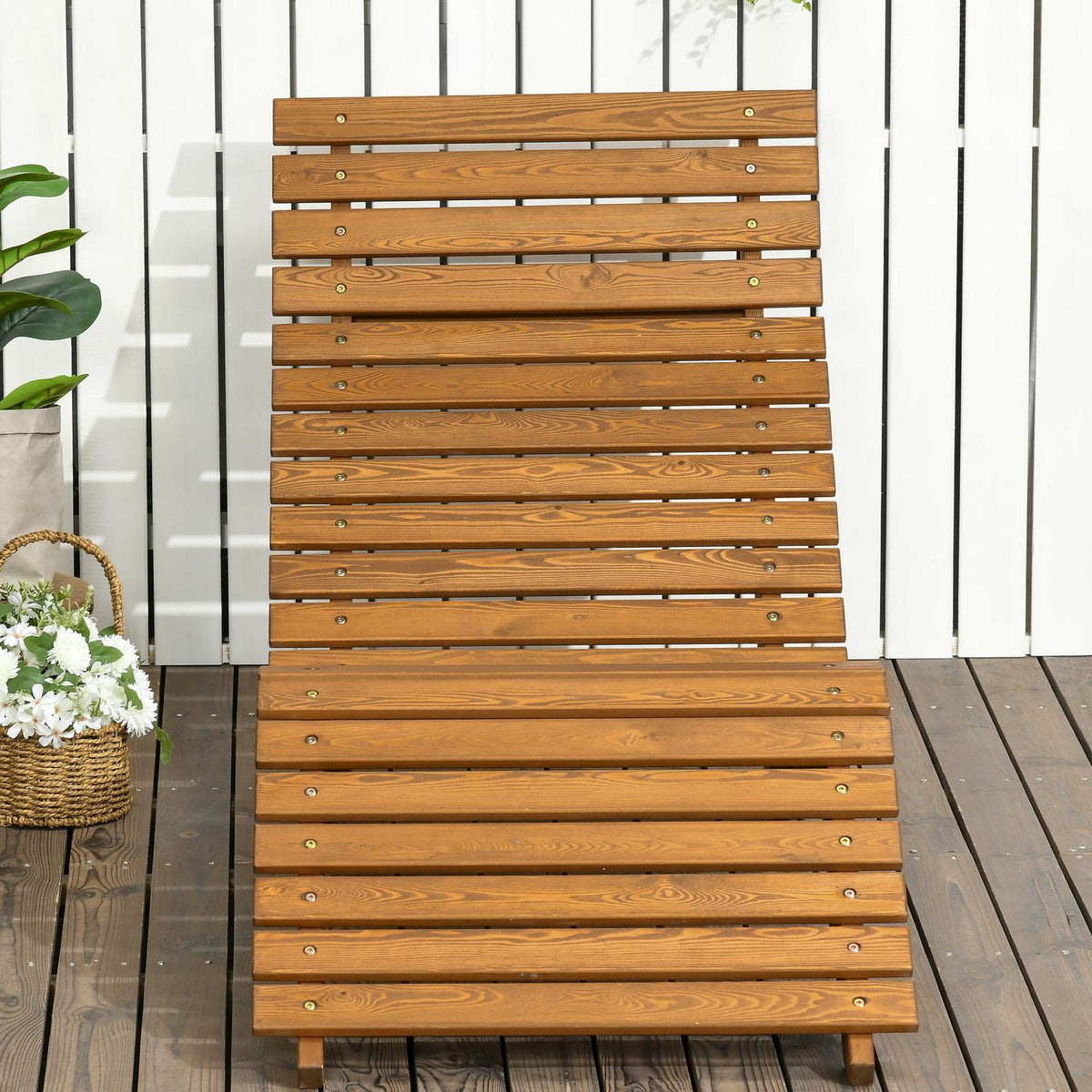 Sun Lounger, Deck Chair, Garden Lounger, Relaxation Lounger For Pool, Balcony, Up To 120Kg, Solid Wood, Teak, 66X170X77Cm