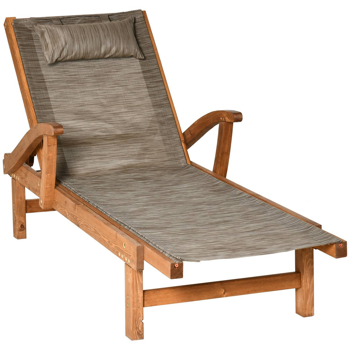 Sun Lounger, Deck Chair With Adjustable Backrest, Relaxation Lounger, Garden Lounger, For Pool Area, Up To 113 Kg, Brown, 194 X 70 X 32 Cm