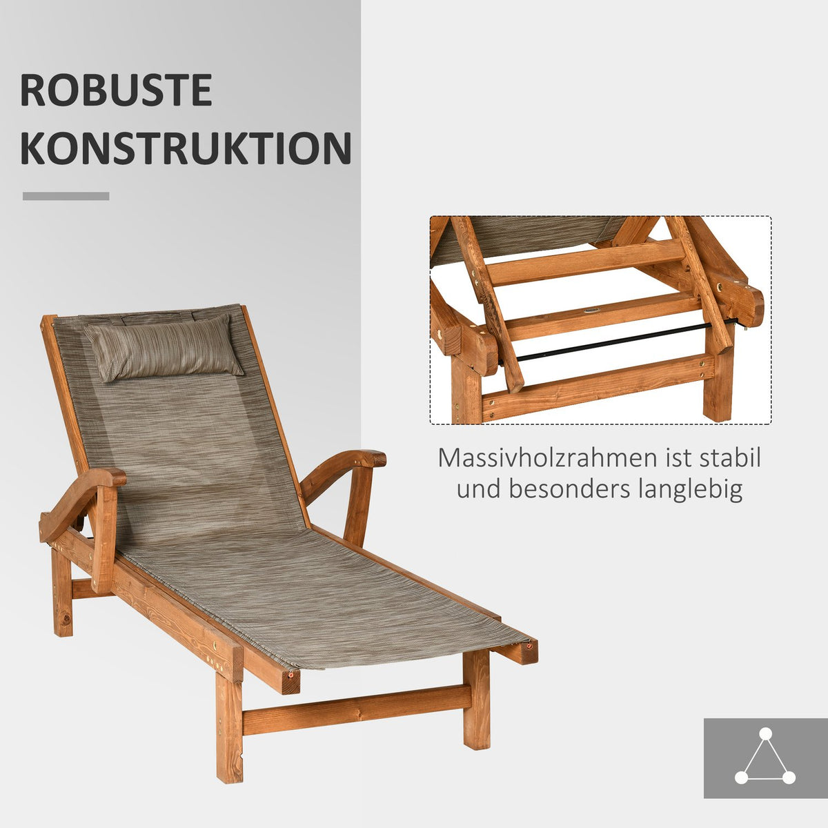Sun Lounger, Deck Chair With Adjustable Backrest, Relaxation Lounger, Garden Lounger, For Pool Area, Up To 113 Kg, Brown, 194 X 70 X 32 Cm