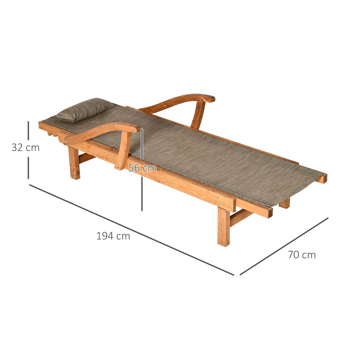 Sun Lounger, Deck Chair With Adjustable Backrest, Relaxation Lounger, Garden Lounger, For Pool Area, Up To 113 Kg, Brown, 194 X 70 X 32 Cm