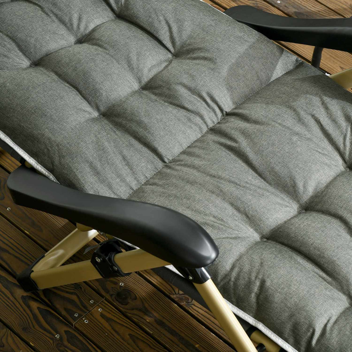 Sun Lounger Folding Beach Lounger Garden Lounger With Adjustable Backrest & Removable Pillow Deck Chair Gray