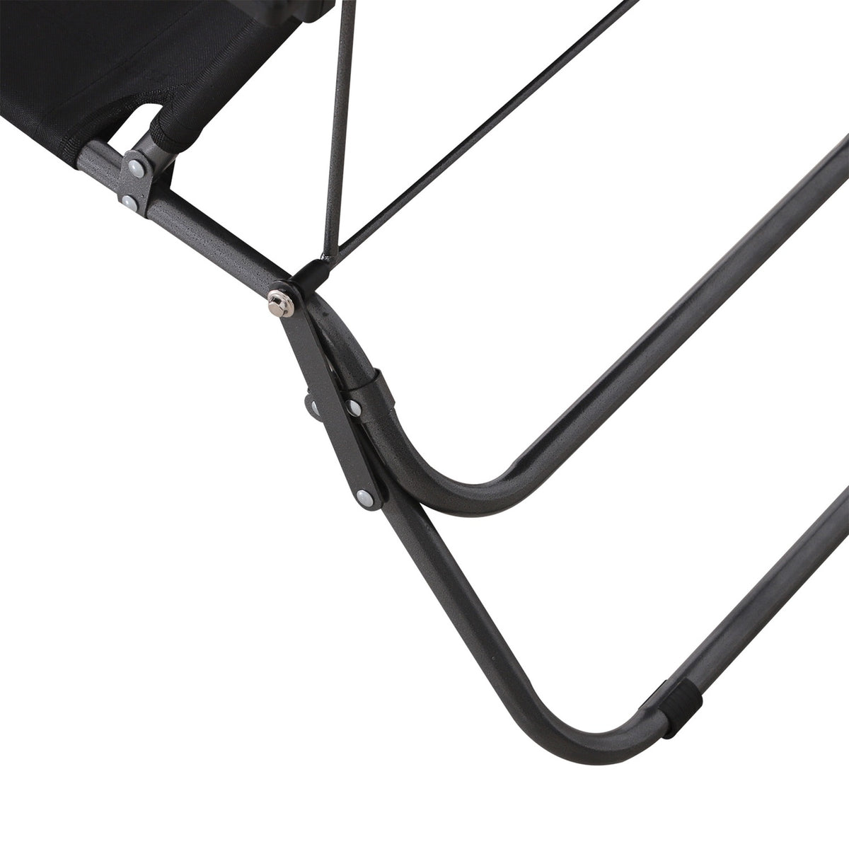 Sun Lounger Folding Beach Lounger With Cushion, 2-Tier Garden Lounger, Black, Metal & Oxford Fabric, 118X60X80Cm