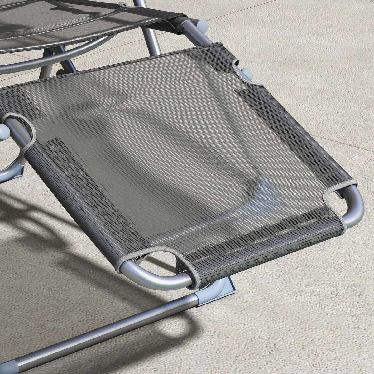 Sun Lounger, Folding Deck Chair, Garden Lounger With Adjustable Backrest, Relax Lounger For Balcony, Patio, Mesh, Grey, 63 X 81 X 108 Cm