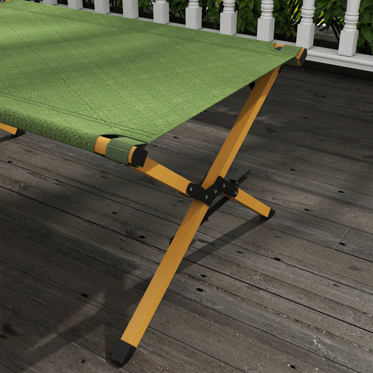 Sun Lounger Folding Garden Deck Chair With Side Pocket, Relax Lounger For Garden & Balcony, Oxford, Dark Green, 196X64X45Cm