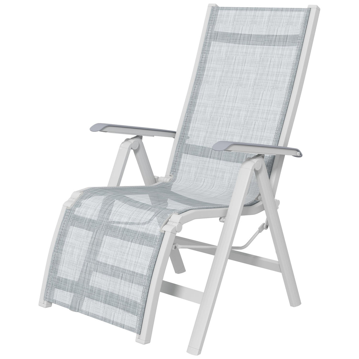 Sun Lounger Folding Garden Lounger Deck Chair With Adjustable Footrest Backrest Camping Lounger For Patio Balcony Net Dark Gray