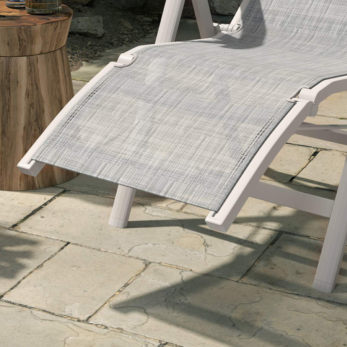 Sun Lounger Folding Garden Lounger Deck Chair With Adjustable Footrest Backrest Camping Lounger For Patio Balcony Net Dark Gray