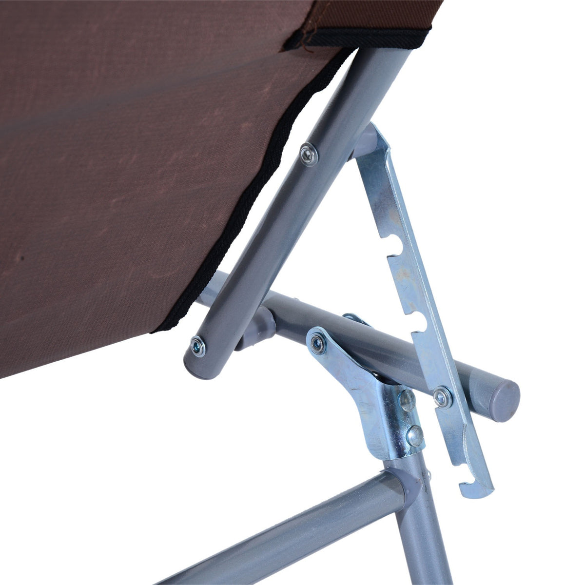 Sun Lounger Folding Garden Lounger With Sun Protection, Brown, 187X58X36 Cm
