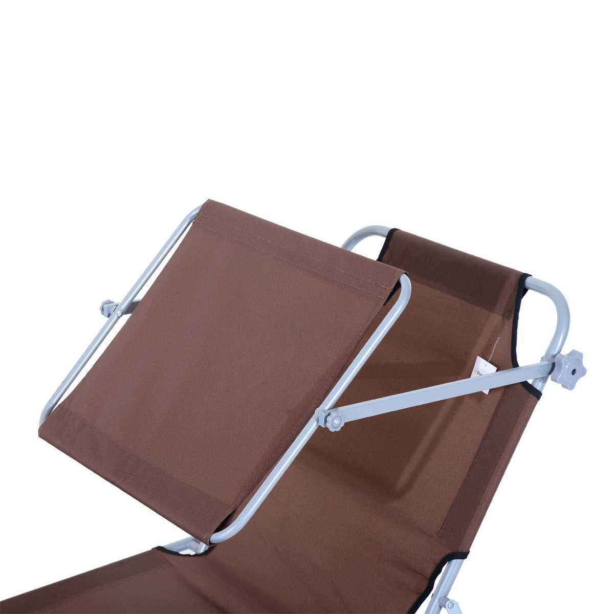 Sun Lounger Folding Garden Lounger With Sun Protection, Brown, 187X58X36 Cm